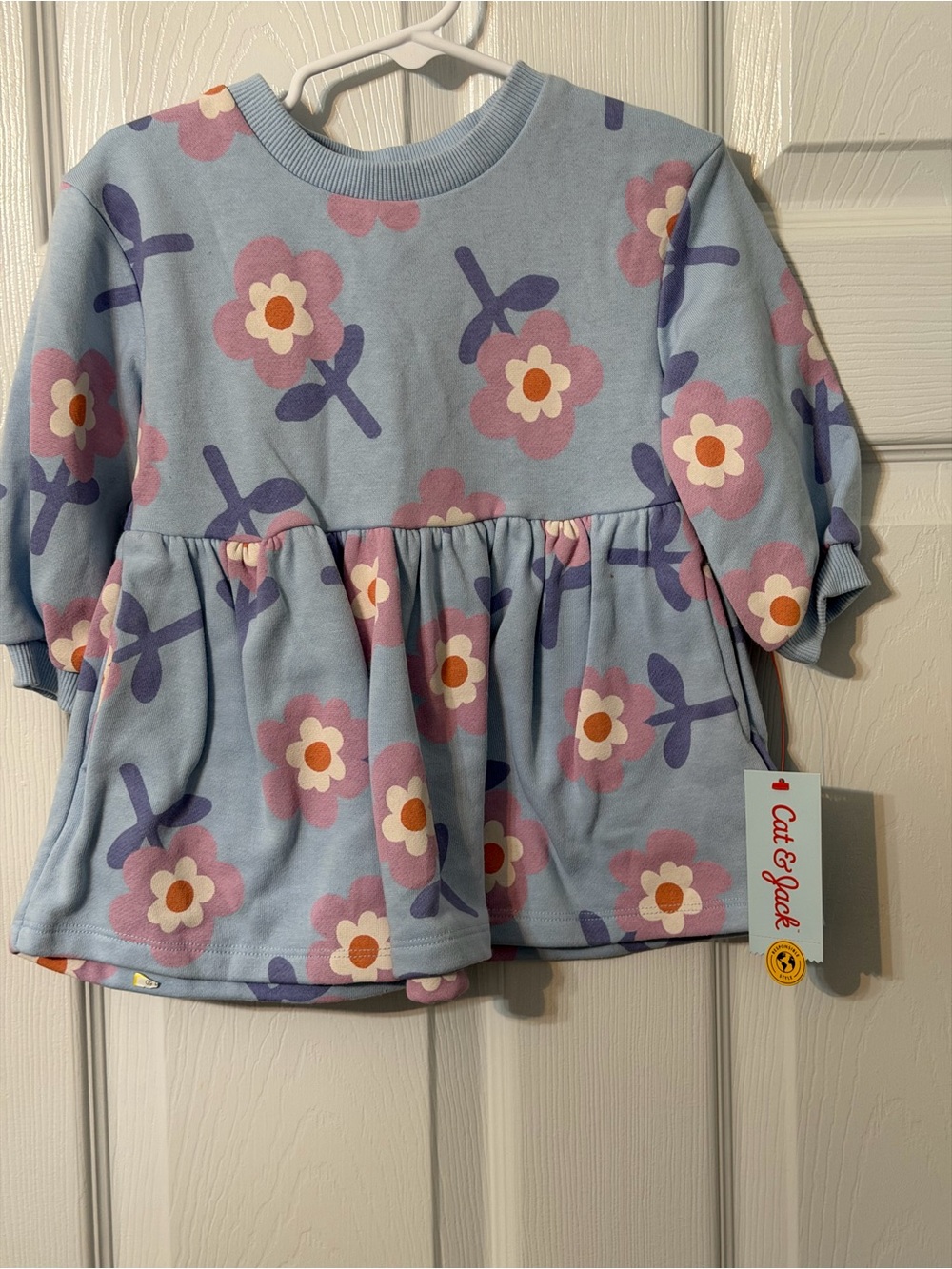 Cat & Jack Light Blue Floral Peplum Sweatshirt Top